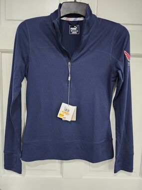 PUMA "Volition America" Women's Quarter-Zip Athletic Top.